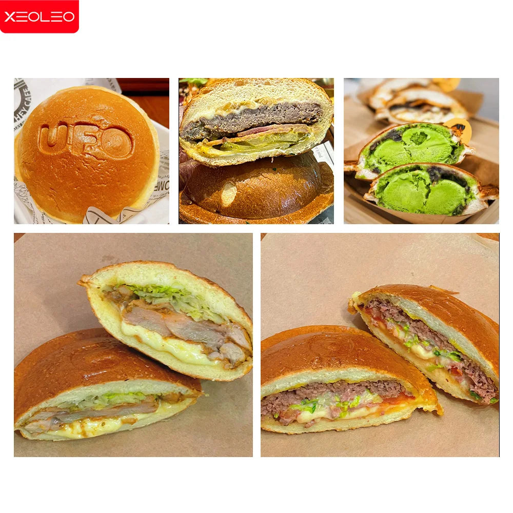 XEOLEO Electric Ice Cream Waffles Ufo Burger Maker Hamburg Gelato Panini Press Machine Sandwich Press Maker 1200W/1300W