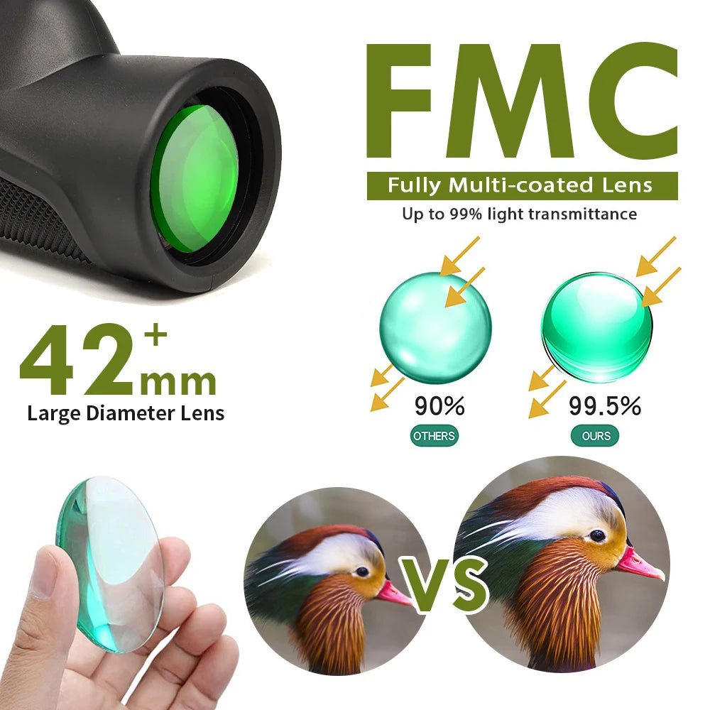 12x50 /10x42 BAK4 Prism & FMC Monocular Telescope for Cruise Bird Watching Hunting Shooting Camping Hiking Boat Spy