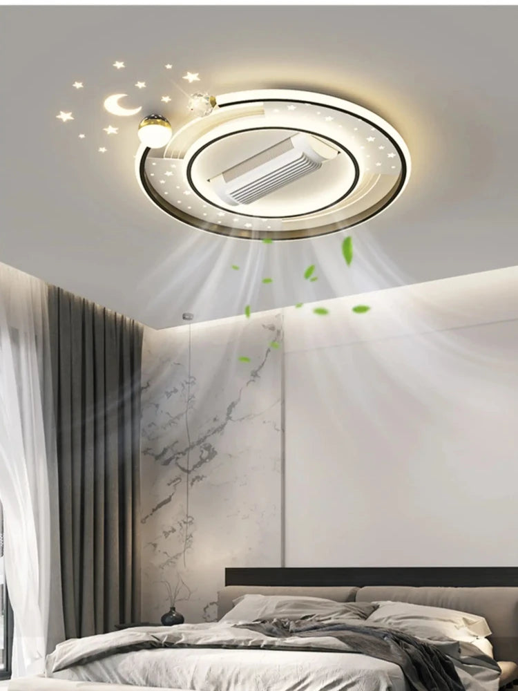 Decorative Vaneless Fan Ceiling Light Modern Remote Control LED Fan Lamps Living Dining Room Bedroom Lighting Fixture