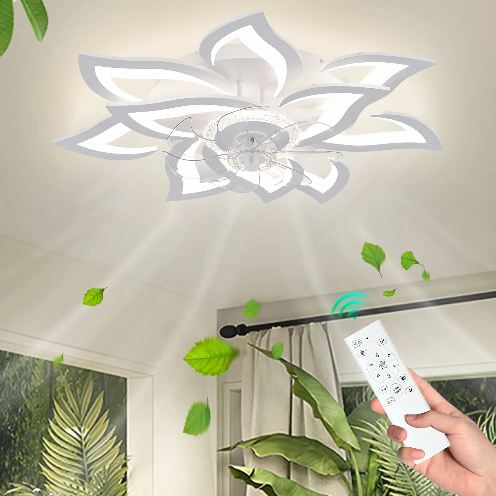 New style ceiling fan light modern LED fan light 92W smart remote control ceiling fan with light living room bedroom