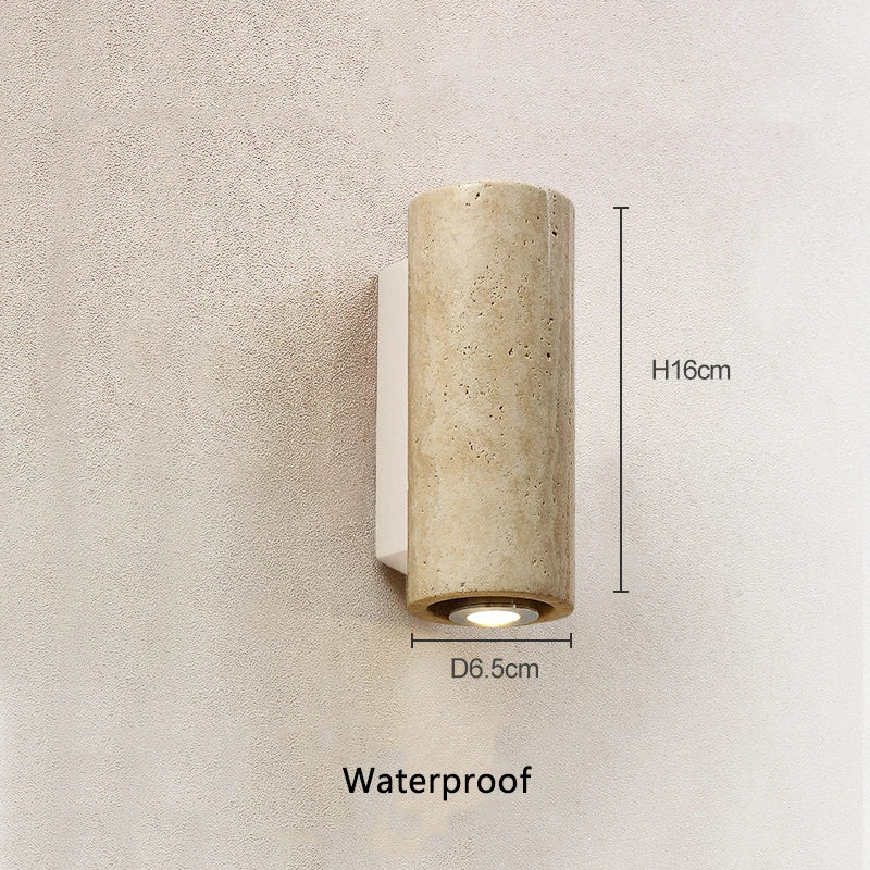 Yellow travertine stone Japanese style wabi-sabi wall lights bedroom dinning room wall lamp designer retro outdoor wall sconces