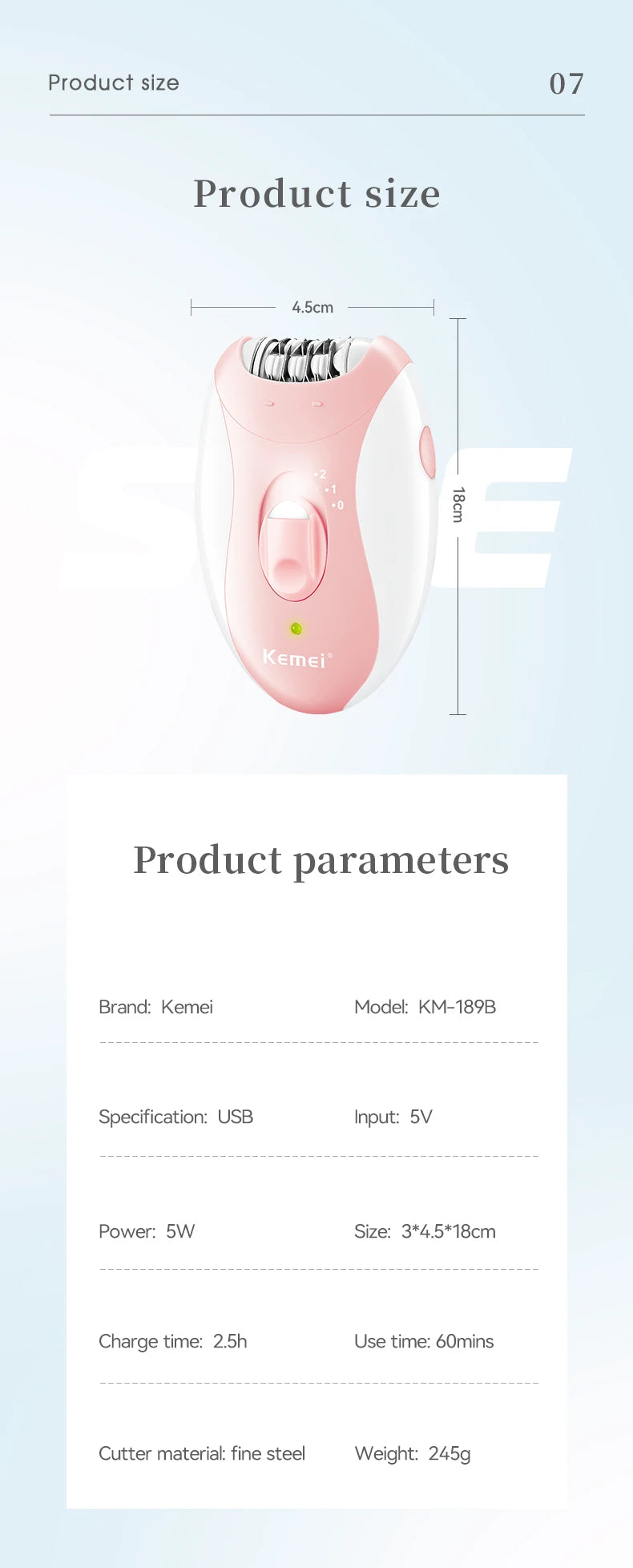 Kemei Electric Epilator for Hair Removal