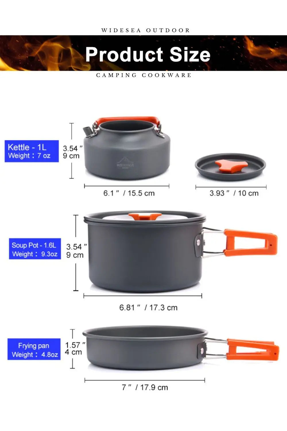 Widesea Camping Tableware Outdoor Cookware Set Pots Tourist Dishes Bowler Kitchen Equipment Gear Utensils Hiking Picnic Travel