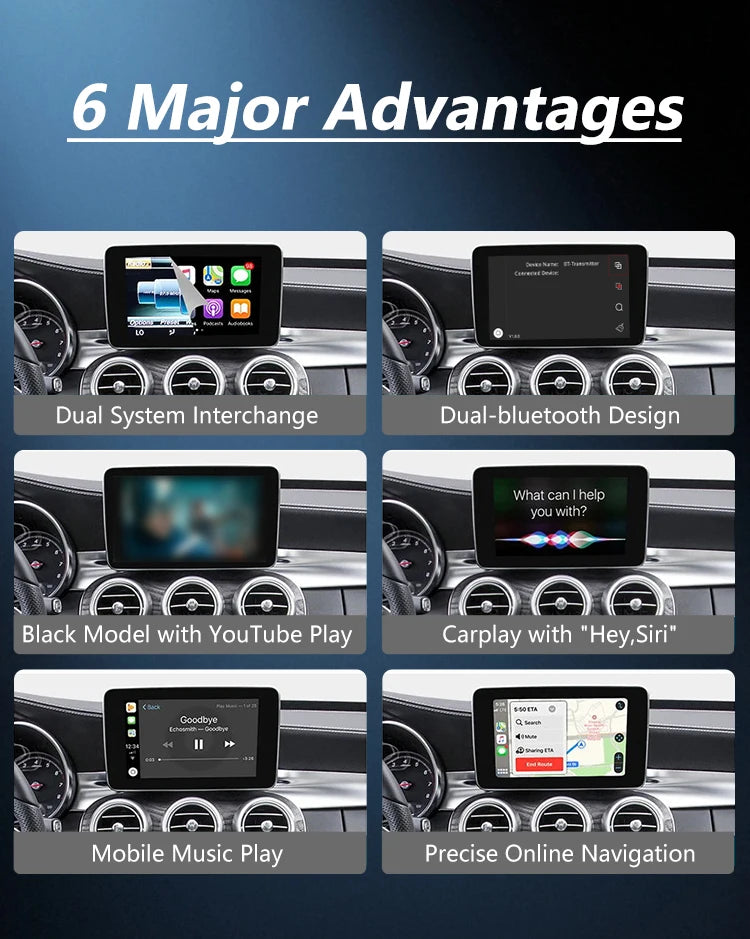 Wireless CarPlay for Mercedes Benz 5.0 A CLA GLA W176 C-Class W205 GLC 2015-2018 with Android Auto Mirror Link AirPlay Car Play