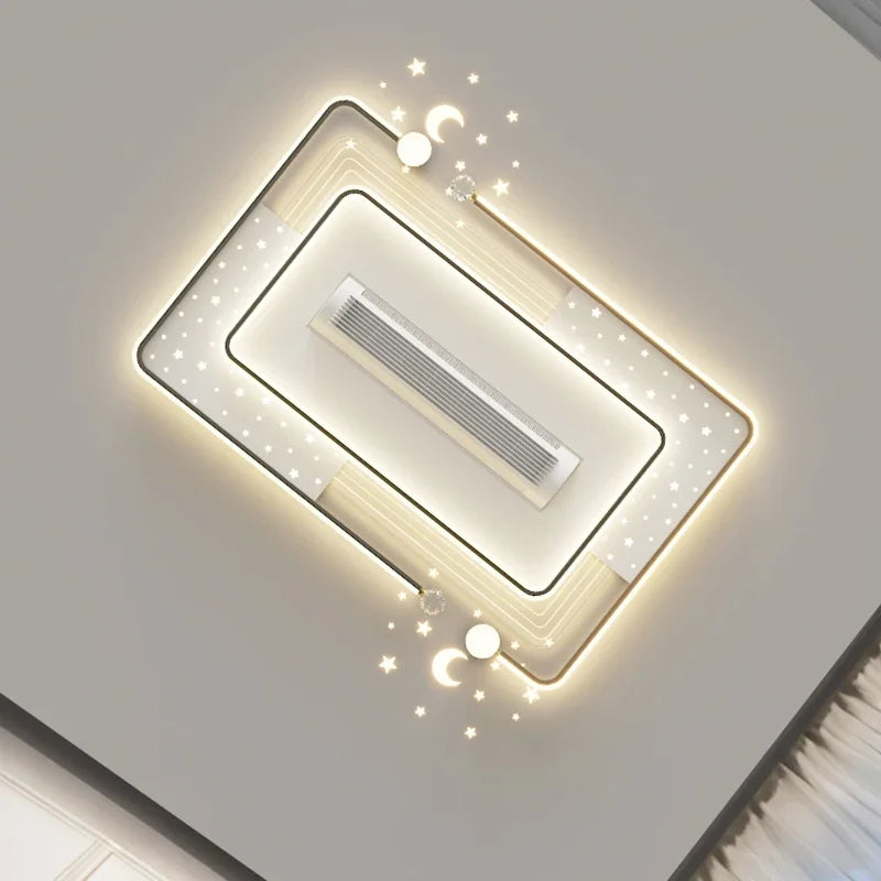 Decorative Vaneless Fan Ceiling Light Modern Remote Control LED Fan Lamps Living Dining Room Bedroom Lighting Fixture