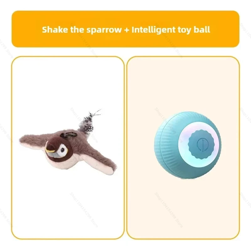Interactive Cat Toys Rechargeable Flying Bird Rat Cat Toy Chirping Flapping Bird Can Add Catnip Touch Activated Cute Plush Toy