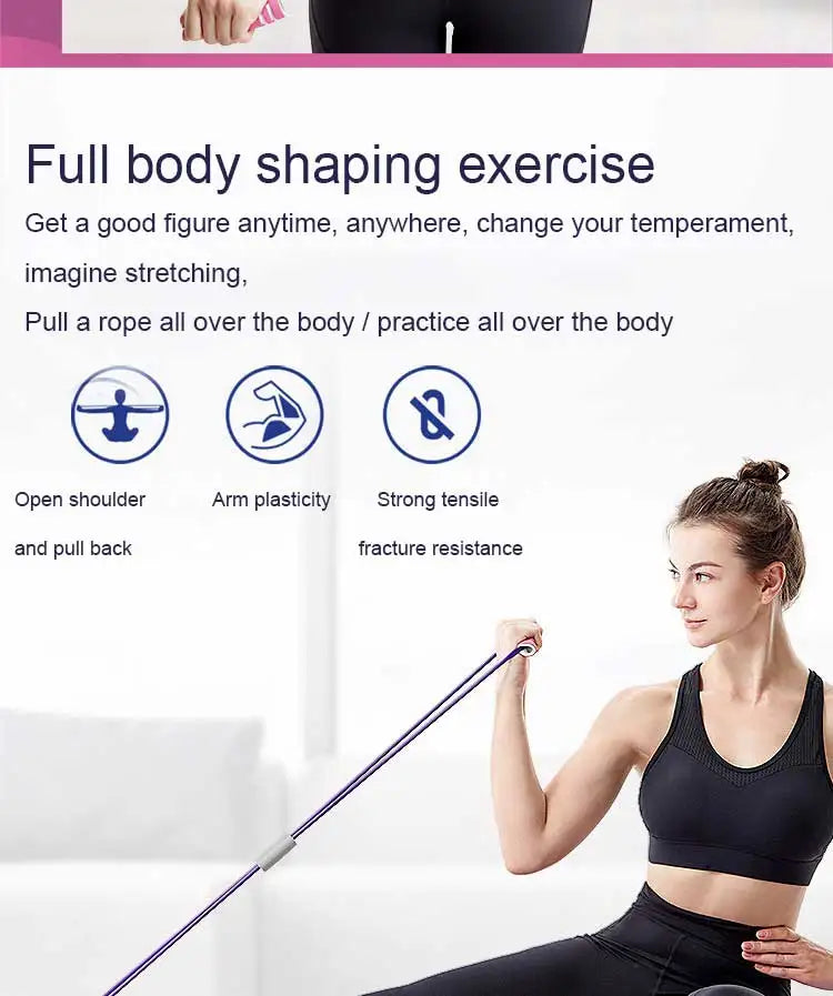 Yoga Elastic Band Home Fitness Equipment Portable Upgraded Shoulder Opening And Back Beautification 8-Line Tension Rope