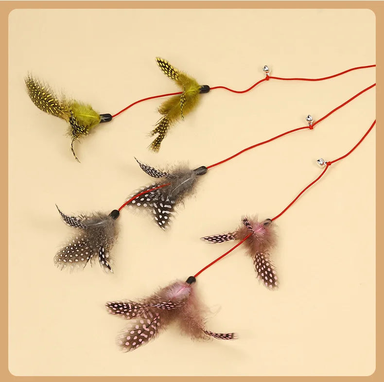Cat Toy Feather Cats Sticks Cat Toys Interactive Double Feather Toys Cats Teasing Kitten Teaser Stick with Bell Toy Pet Products