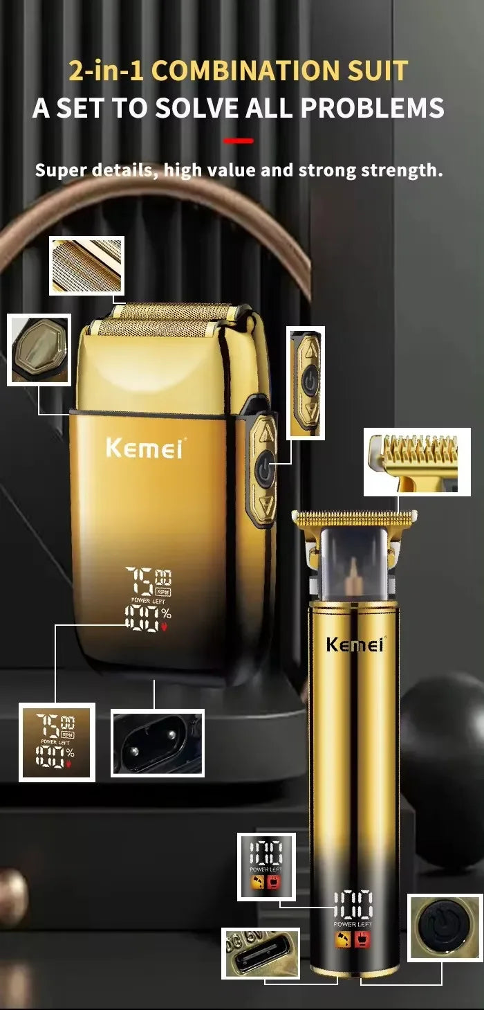 Kemei 2in1 Combo Electric Shaver & Beard Hair Trimmer For Men