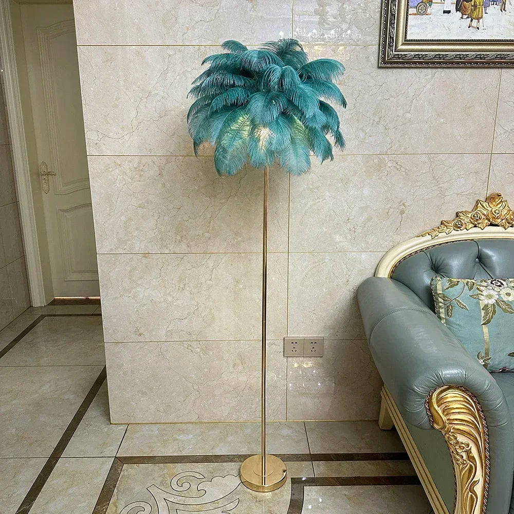 Rechargeable ostrich feather floor lamp Bar light Bedroom decorative light Romantic wedding creative wedding lighting
