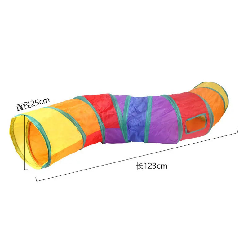 Foldable Rainbow Cat Tunnel Interactive Cat Toy Collapsible Play Tube for Kittens Durable Portable Pet Exercise Cubes