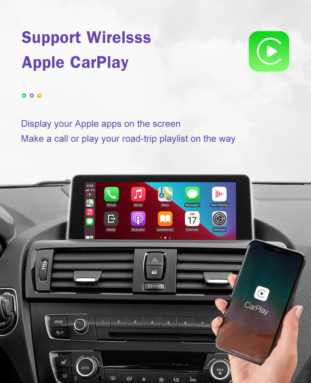 WirelessCarPlay For BMW Series 1 2 F20 F21 F22 F23 F45 2012-2020 NBT EVO with Android Auto Mirror Link AirPlay Car Play