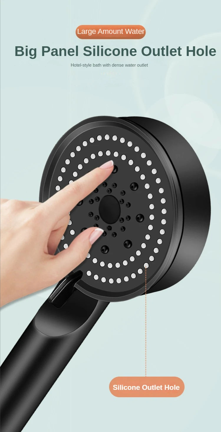 Turbo Bathroom Shower Head Strong Current Shower Heads High Pressure Powerful Rain Shower Head 5 Modes Universal Shower Head Set