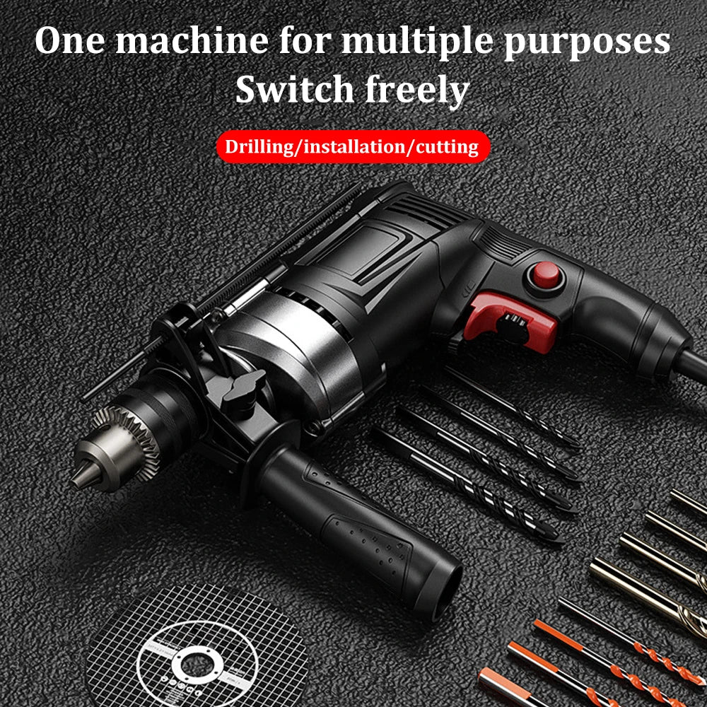 AC 110V/220V Multifunction Electric Drill Powerful Impact Drill Electric Hammer Infinitely Variable Speed Power Tools EU/US Plug