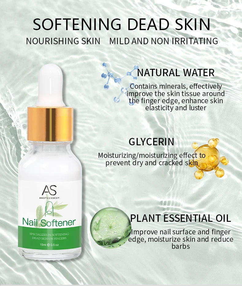 AS Cuticle Remover Liquid Cuticle Softener Professional Nail Care with Lanolin for Brittle Hang Nails Hydrating Moisturizing