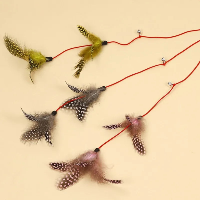 Cat Toy Feather Cats Sticks Cat Toys Interactive Double Feather Toys Cats Teasing Kitten Teaser Stick with Bell Toy Pet Products