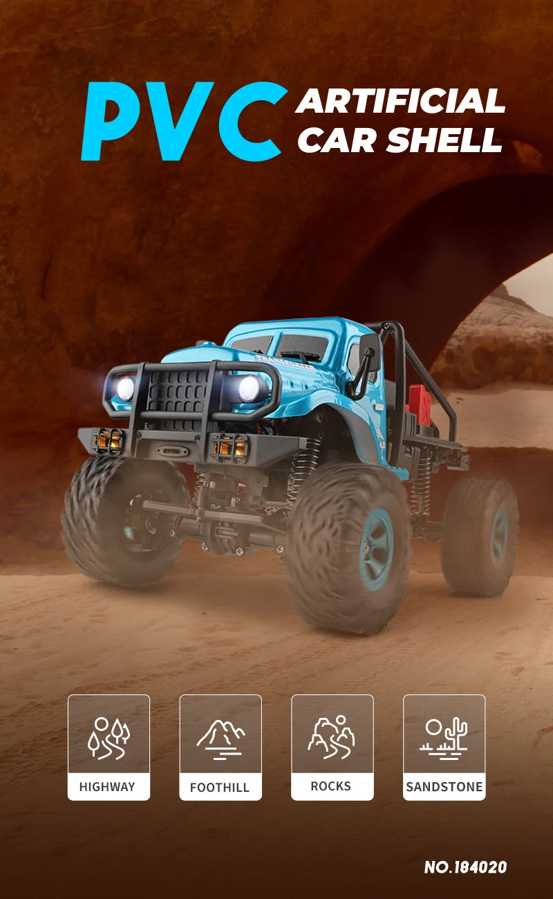 Wltoys 184020 1:18 Mini RC Car 2.4G With LED Lights 4WD Off-Road Electric Crawler Vehicle Remote Control Truck Toy for Children