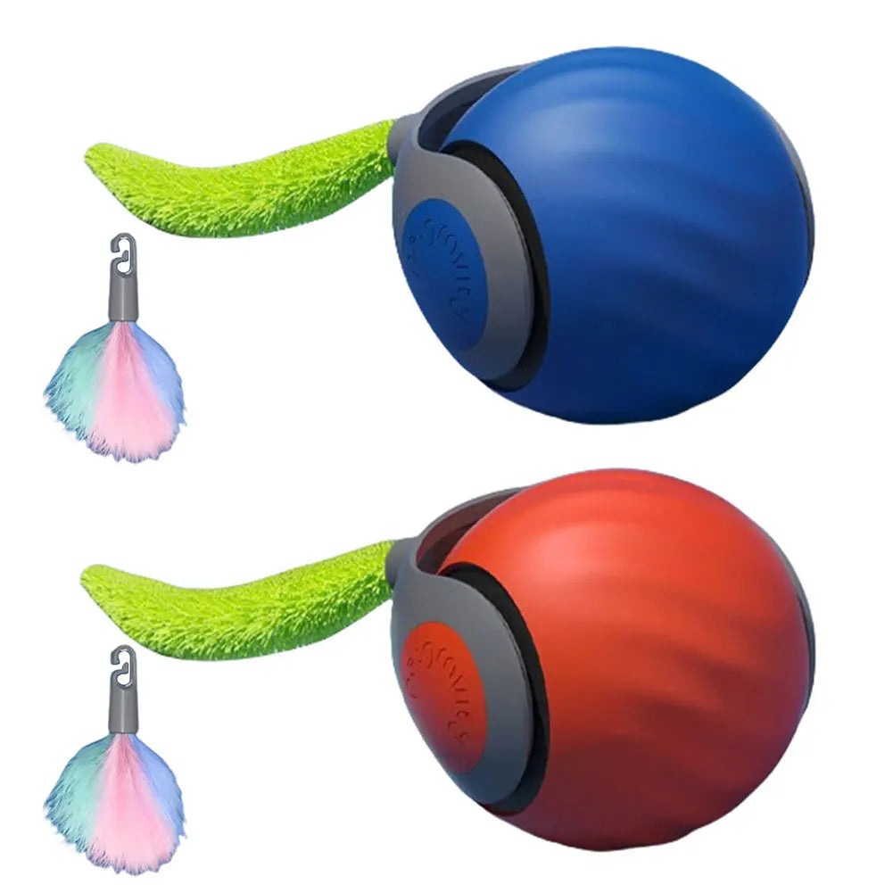 1-3Pcs Automatic Moving Cat Toy Ball Smart Cat Toys 2-Speed Adjustment Speedy Tail Cat Toy with Replacement Tail Cat Supplies