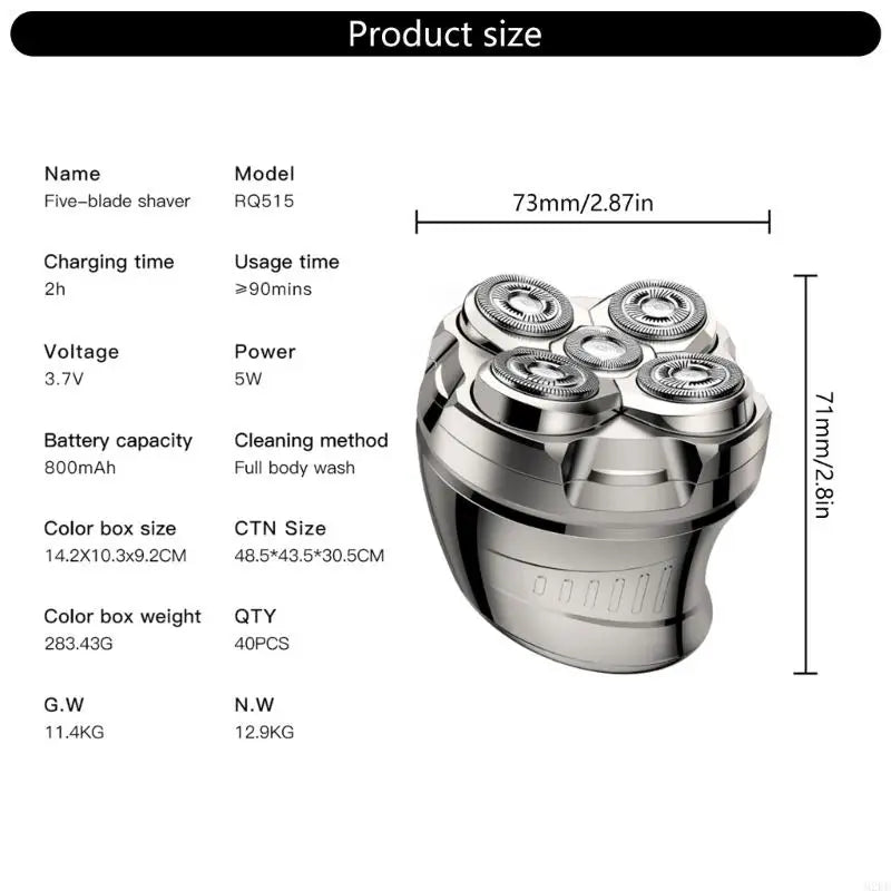 New Portable Electric Shaver with 5 Floating Heads Beard Shaving