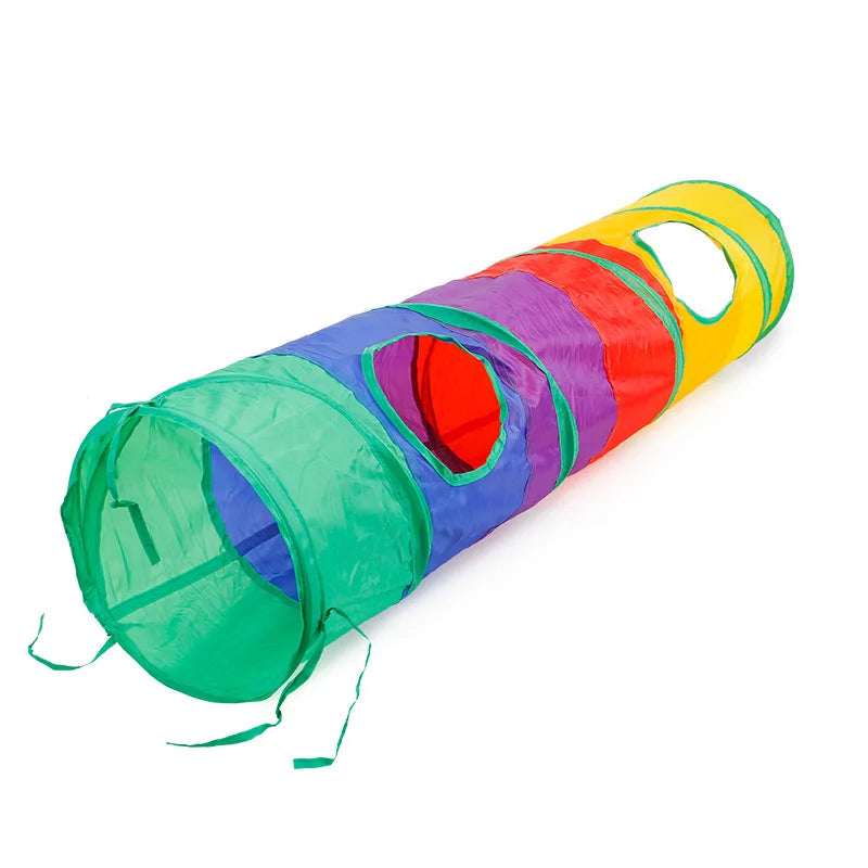 Foldable Rainbow Cat Tunnel Interactive Cat Toy Collapsible Play Tube for Kittens Durable Portable Pet Exercise Cubes