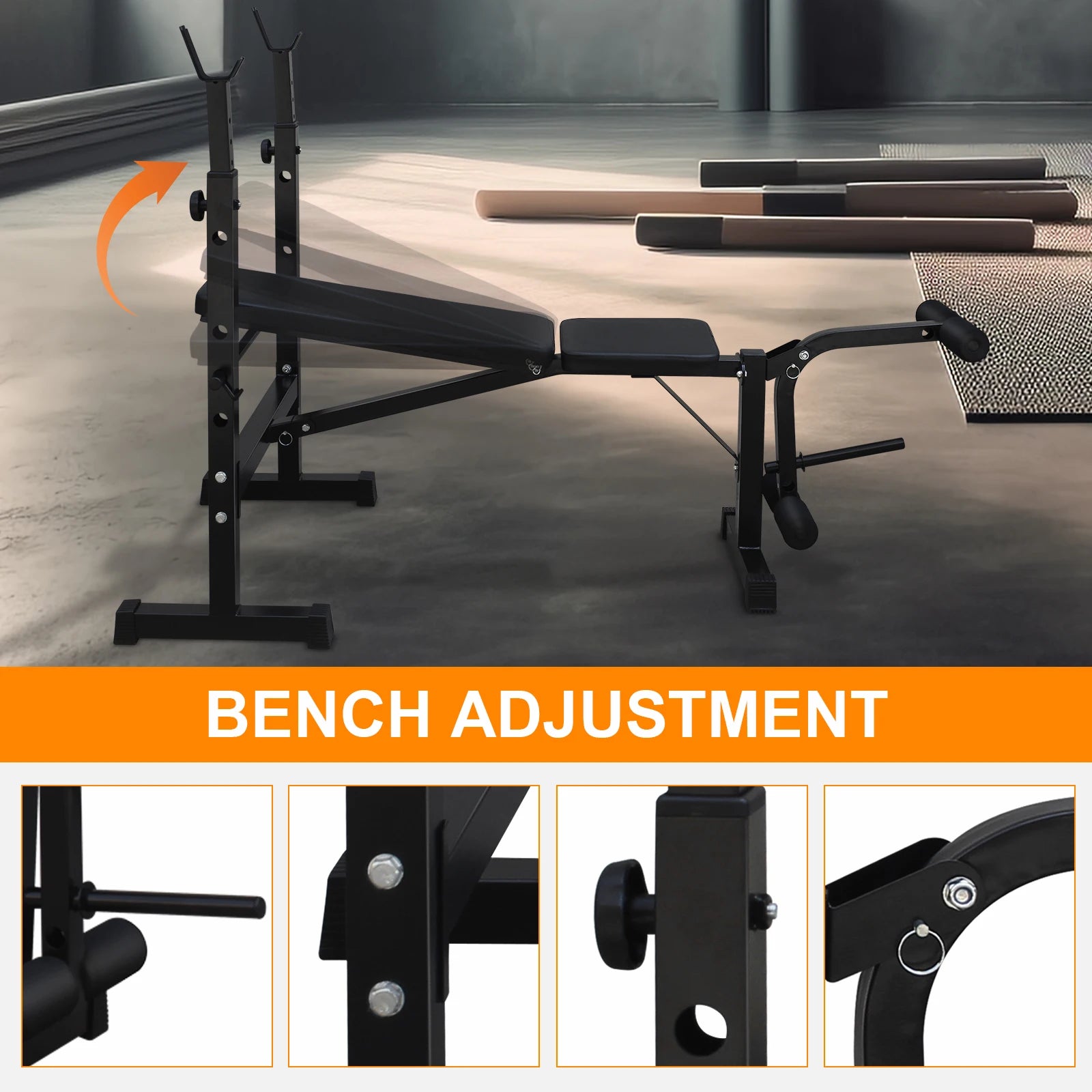 Weight Bench Press Set with Squat Rack and Bench Strength Training For Home Gym Full-Body Workout Fitness Equipment