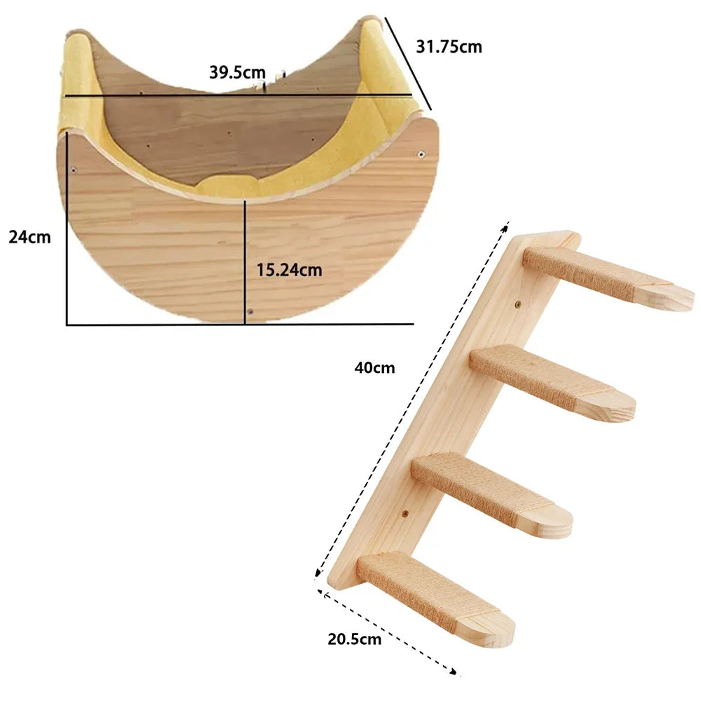 Cat Climbing Shelves Wall Mounted Cat Tree with Sisal Scratching Post Jumping Platform Ladder Cats Supplies Indoor Pet Furniture