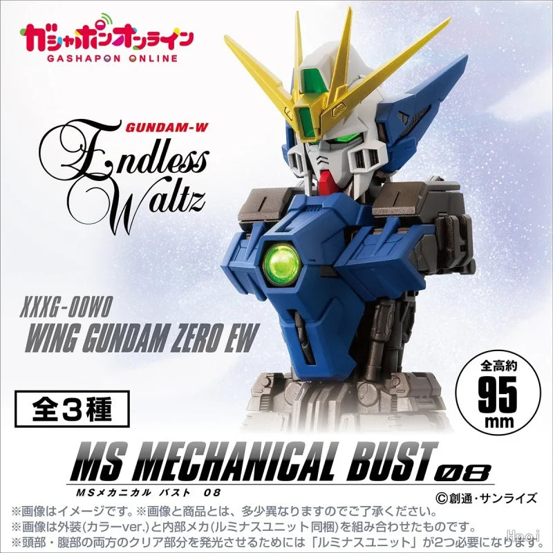 Bandai Original 3Pcs MSメカニカルバスト08 ウイングガンダムゼロ EW Assembly Model Toys Collectible Model Ornaments Gifts For Children