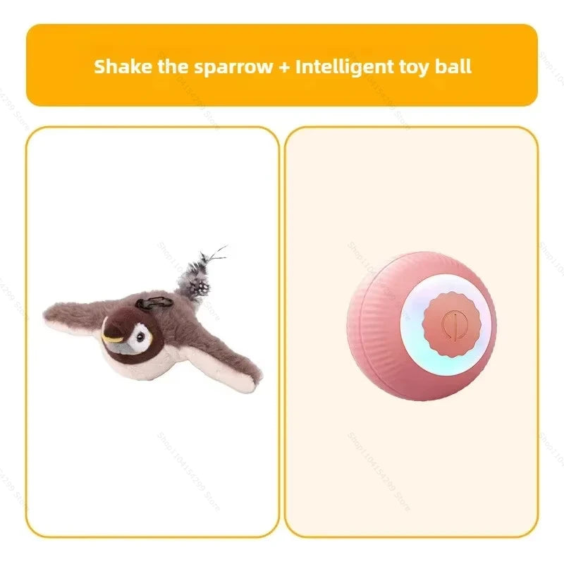 Interactive Cat Toys Rechargeable Flying Bird Rat Cat Toy Chirping Flapping Bird Can Add Catnip Touch Activated Cute Plush Toy
