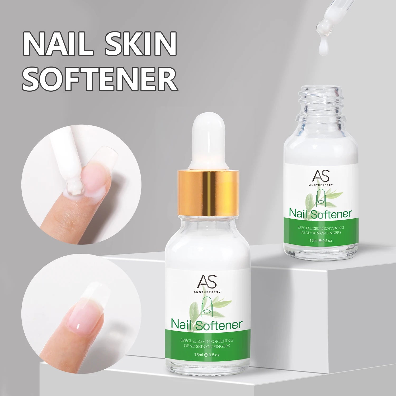 AS Cuticle Remover Liquid Cuticle Softener Professional Nail Care with Lanolin for Brittle Hang Nails Hydrating Moisturizing