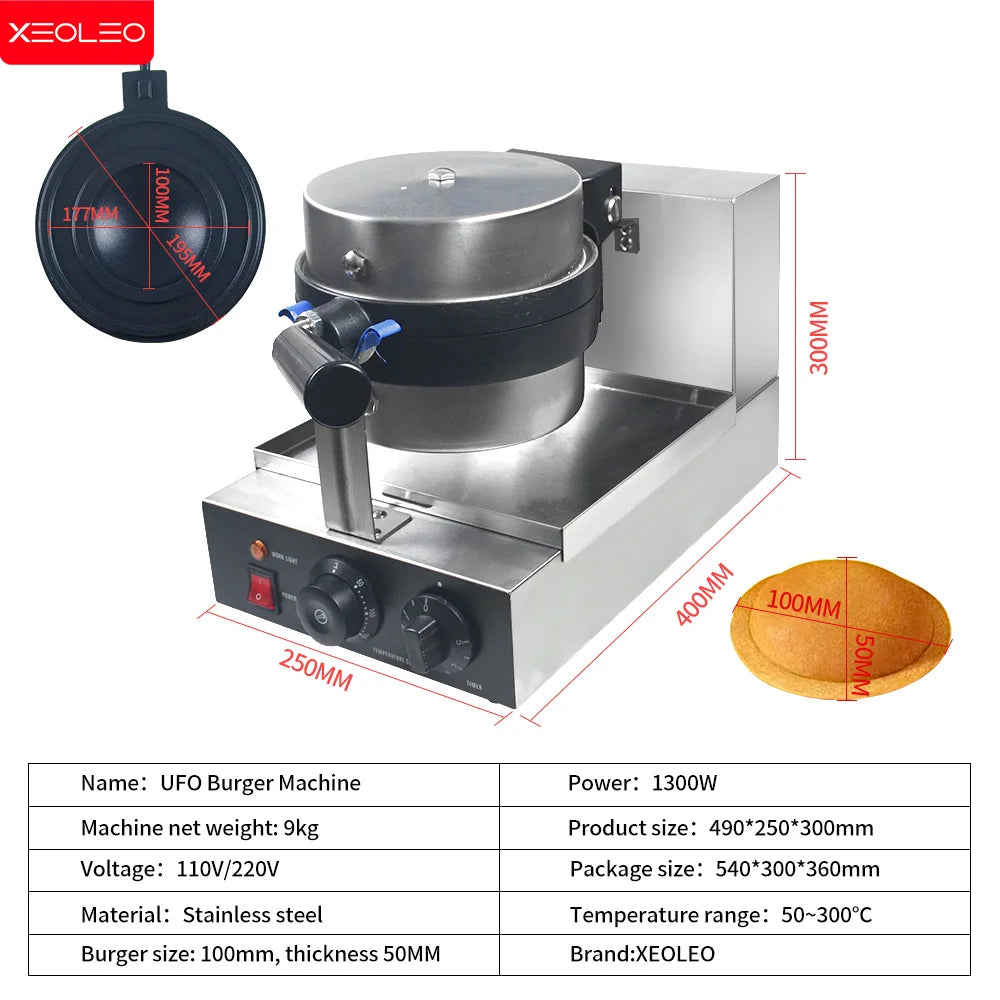 XEOLEO Electric Ice Cream Waffles Ufo Burger Maker Hamburg Gelato Panini Press Machine Sandwich Press Maker 1200W/1300W