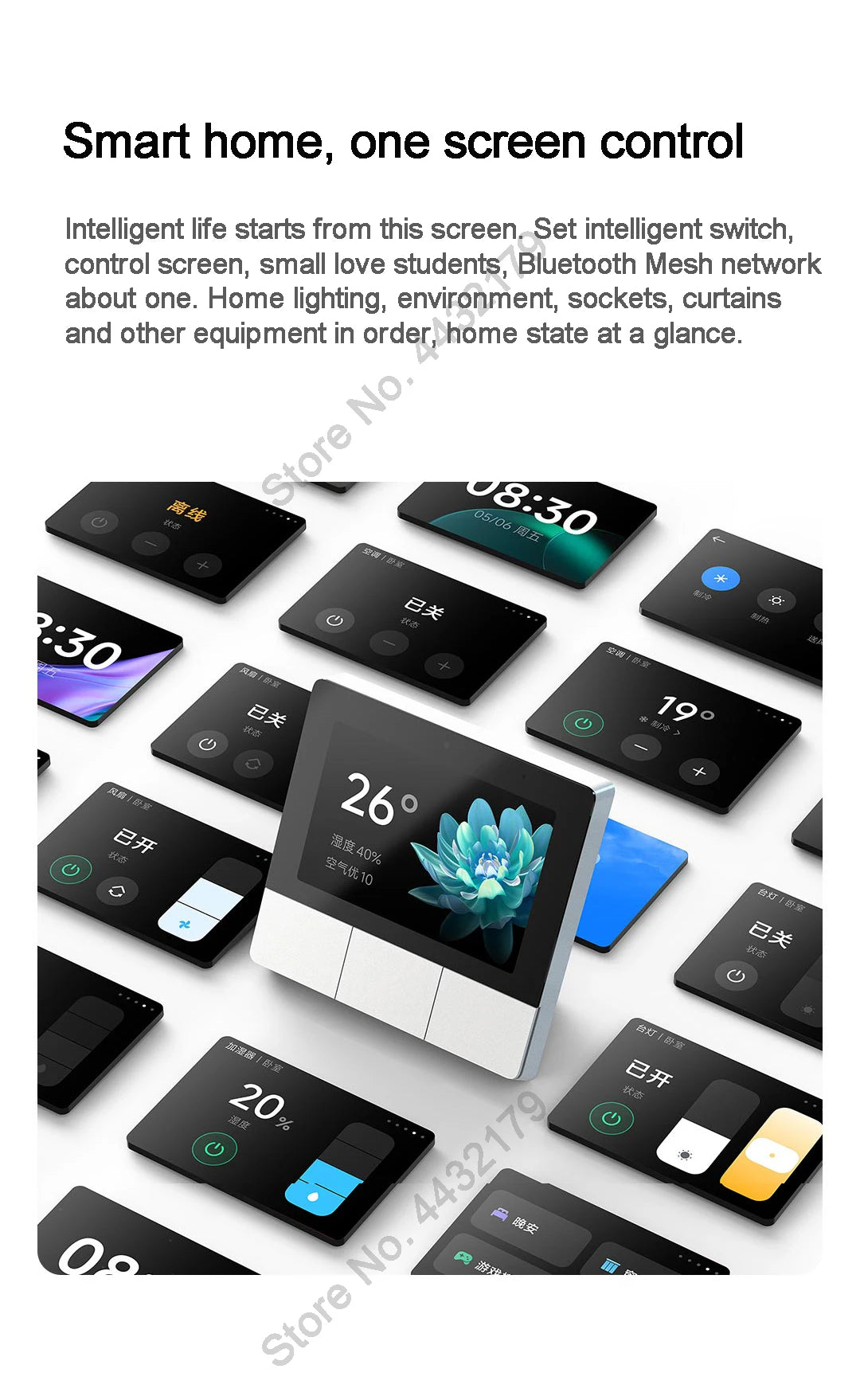 Xiaomi Smart Home Panel 3.23" Touch Screen Switch Central Control Screen Built in Bluetooth Mesh Gateway Works with Mihome App