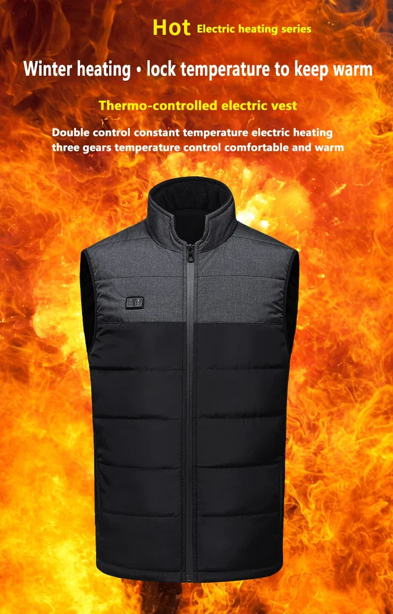 Women Coat Intelligent USB Electric Heating Thermal Warm Clothes Winter Heated Vest Plussize Men 21PCS Heated Jacket Fashion
