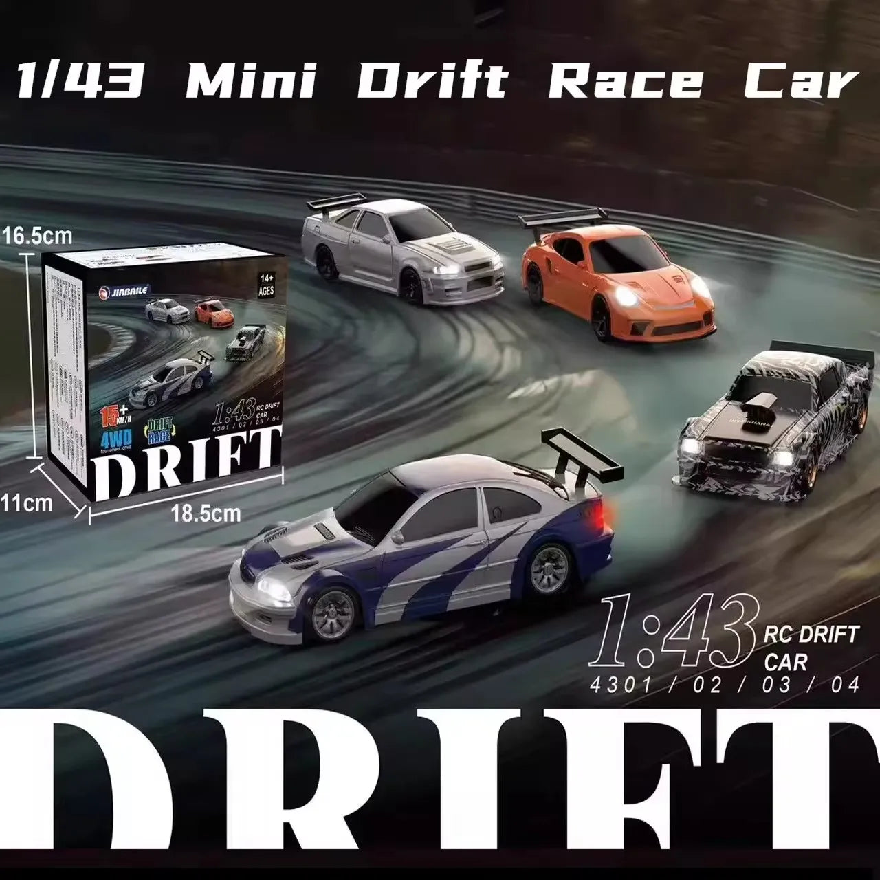 1/43 2.4G Mini RC Drift Car 4WD Remote Control Car High Speed Four Wheel Drive Radio Controlled Racing Car Model Boy Toy Gift