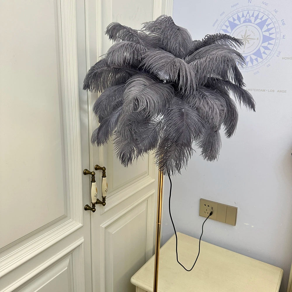 Rechargeable ostrich feather floor lamp Bar light Bedroom decorative light Romantic wedding creative wedding lighting
