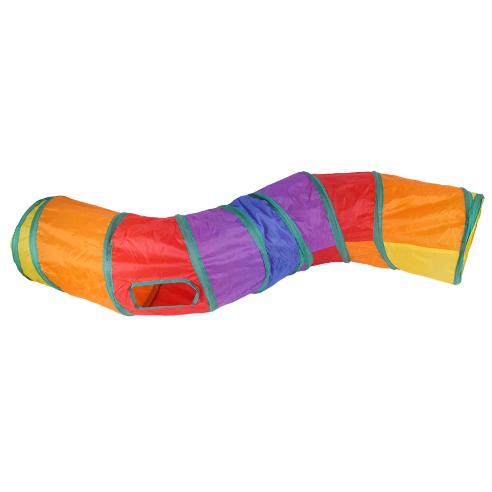 Foldable Rainbow Cat Tunnel Interactive Cat Toy Collapsible Play Tube for Kittens Durable Portable Pet Exercise Cubes