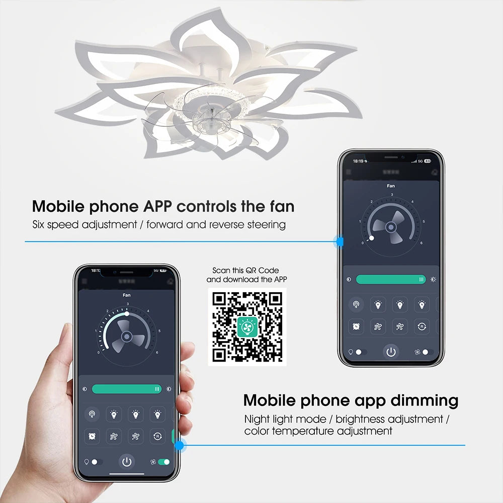 New style ceiling fan light modern LED fan light 92W smart remote control ceiling fan with light living room bedroom