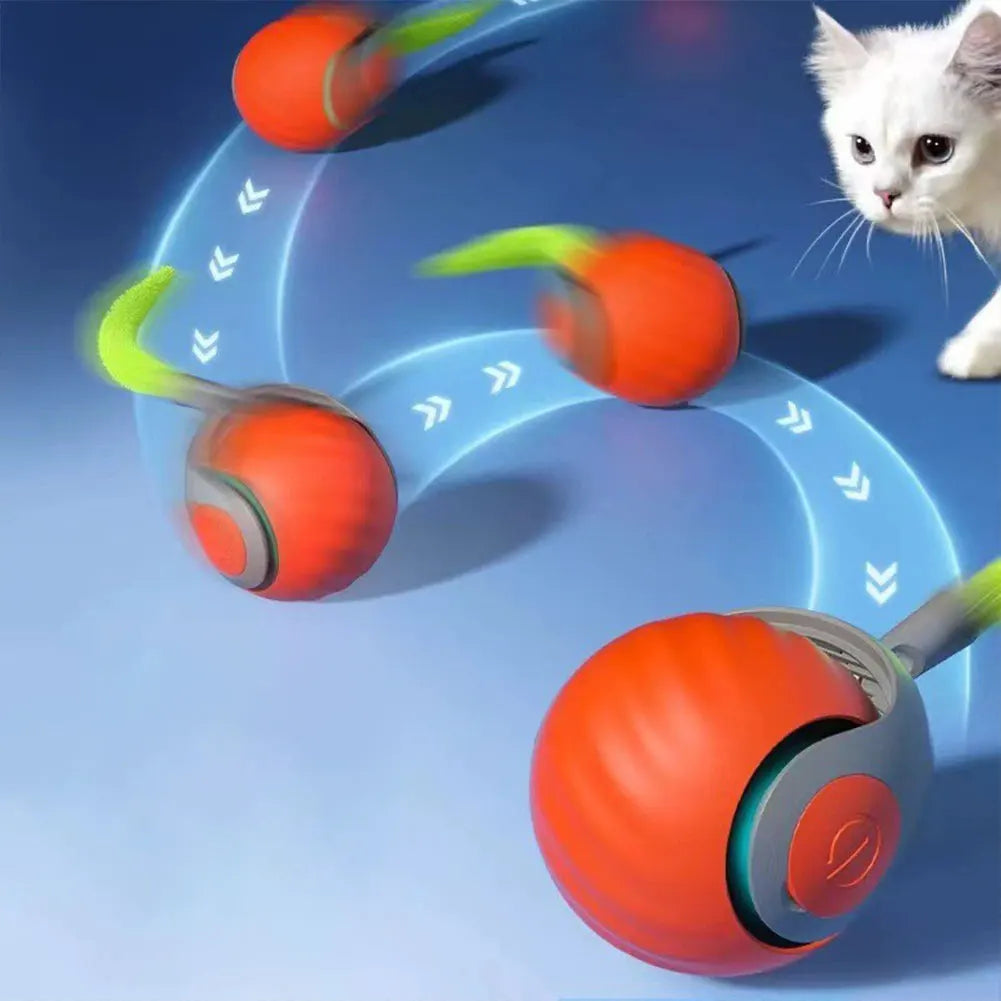 1-3Pcs Automatic Moving Cat Toy Ball Smart Cat Toys 2-Speed Adjustment Speedy Tail Cat Toy with Replacement Tail Cat Supplies