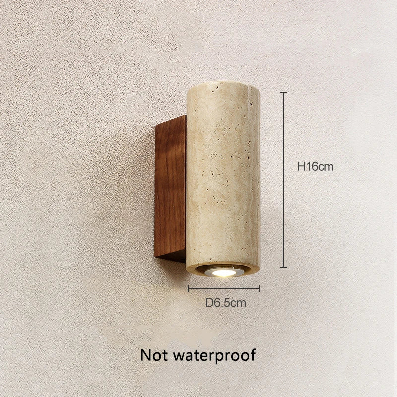 Yellow travertine stone Japanese style wabi-sabi wall lights bedroom dinning room wall lamp designer retro outdoor wall sconces