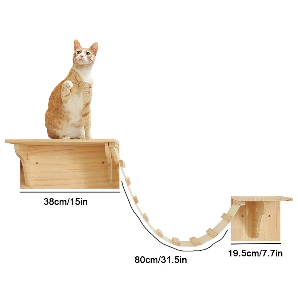 Cat Climbing Shelves Wall Mounted Cat Tree with Sisal Scratching Post Jumping Platform Ladder Cats Supplies Indoor Pet Furniture