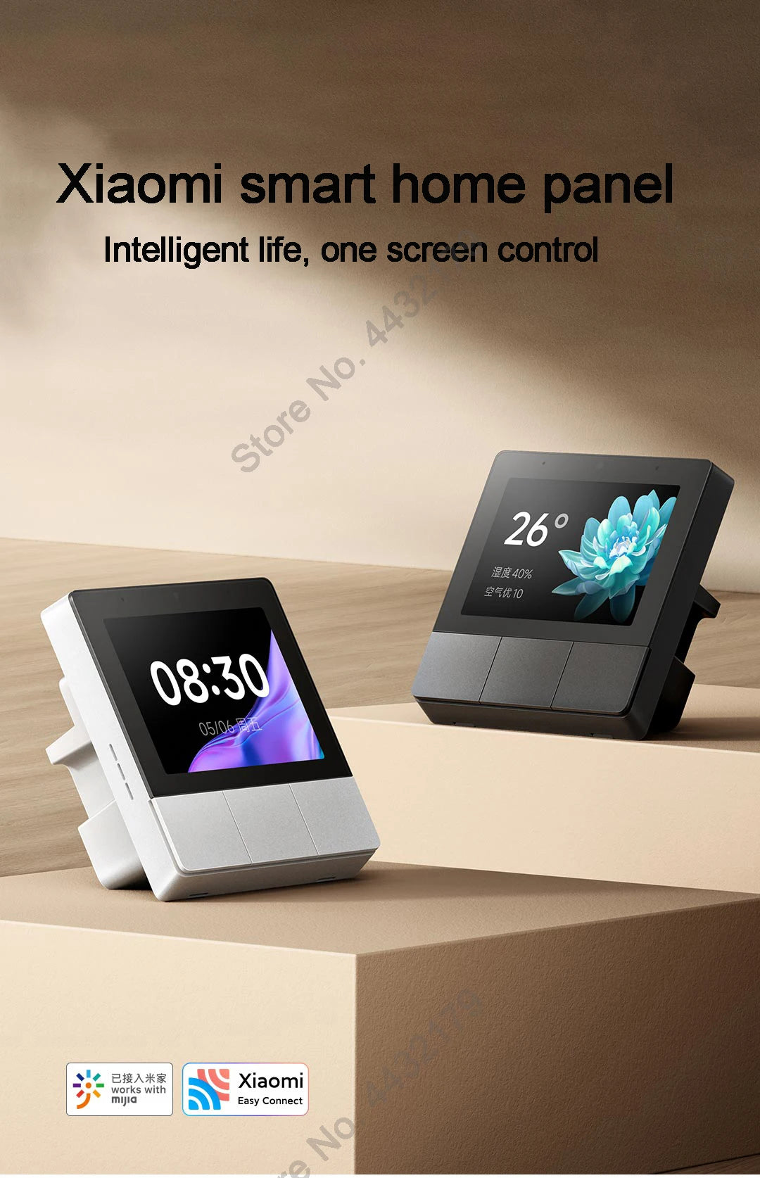 Xiaomi Smart Home Panel 3.23" Touch Screen Switch Central Control Screen Built in Bluetooth Mesh Gateway Works with Mihome App