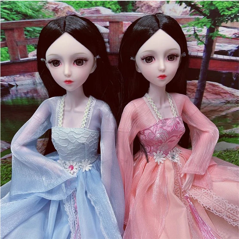 1/3 BJD Dolls Hanfu Clothes Chinese Traditional Costume for 60cm Princess Doll Long Skirt Fairy Dress Accessories Toys Gift Toys