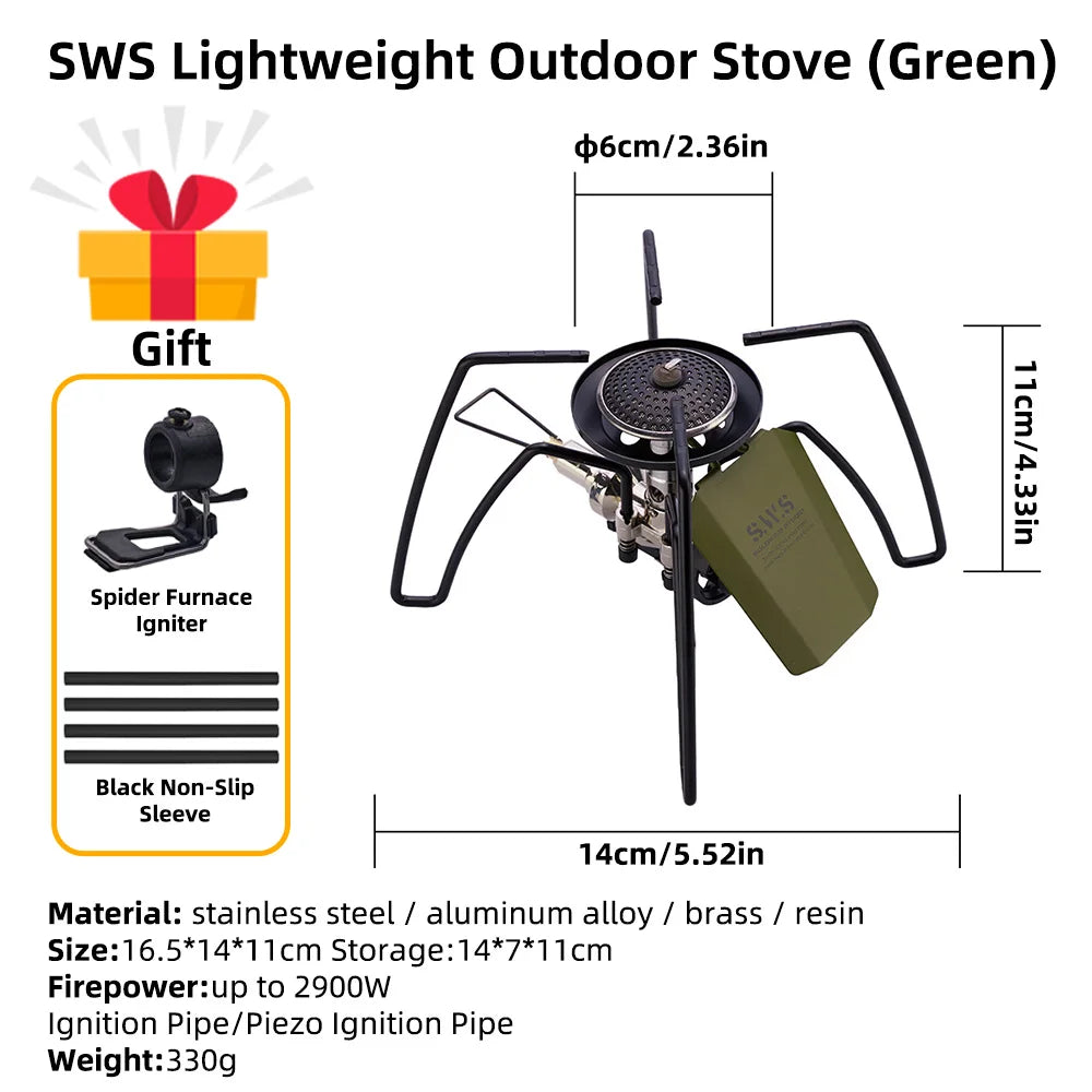 WELLHIKE New SWS Lightweight Outdoor Stove Spider Stove Folding mini Cassette Stove Camping Tableware BBQ Outdoor Tabletop Stove