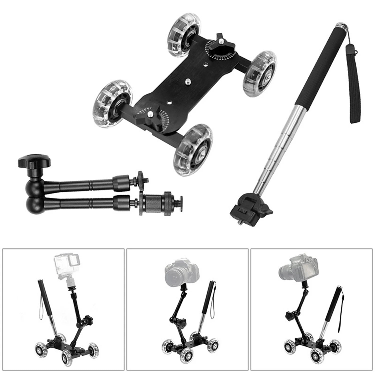 Camera Table Slider Dolly Desktop Mini Video Car Stabilizer For DSLR Camera Desktop Directional Pulley Shooting Car