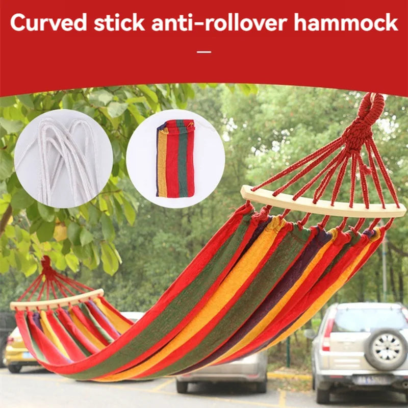 WESTTUNE Outdoor Canvas Hammock Camping Swing Hammock with Tree Ropes Load-bearing Up to 200kg Perfect for Garden Patio Backyard