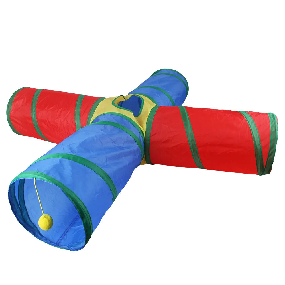 Foldable Rainbow Cat Tunnel Interactive Cat Toy Collapsible Play Tube for Kittens Durable Portable Pet Exercise Cubes