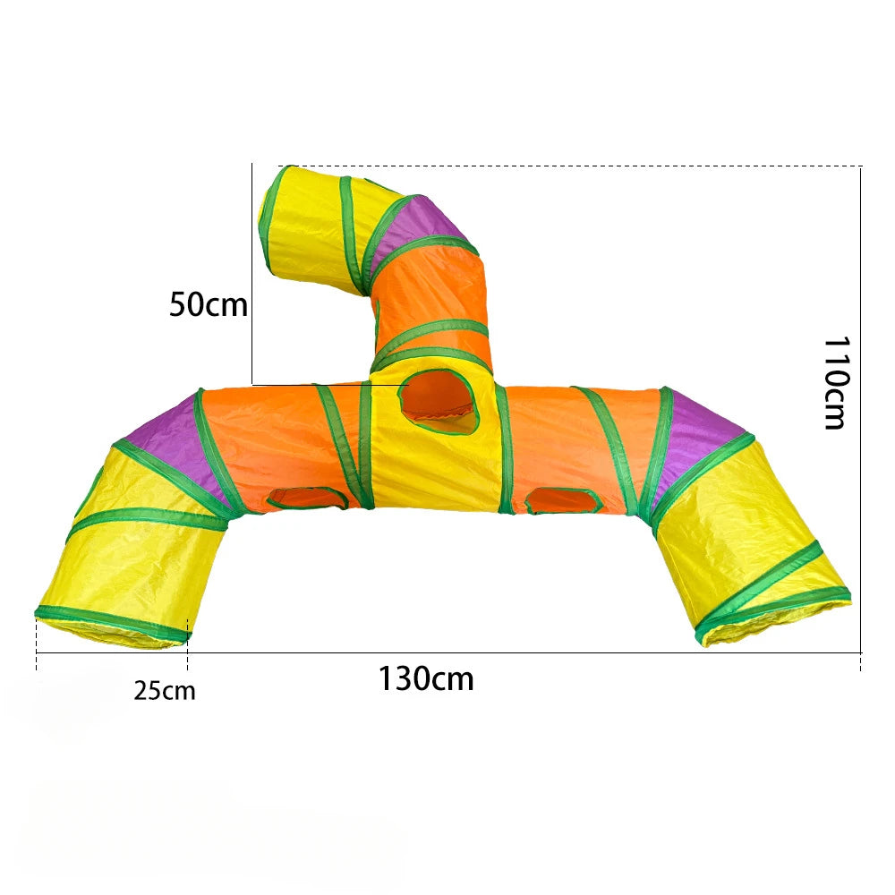Foldable Rainbow Cat Tunnel Interactive Cat Toy Collapsible Play Tube for Kittens Durable Portable Pet Exercise Cubes