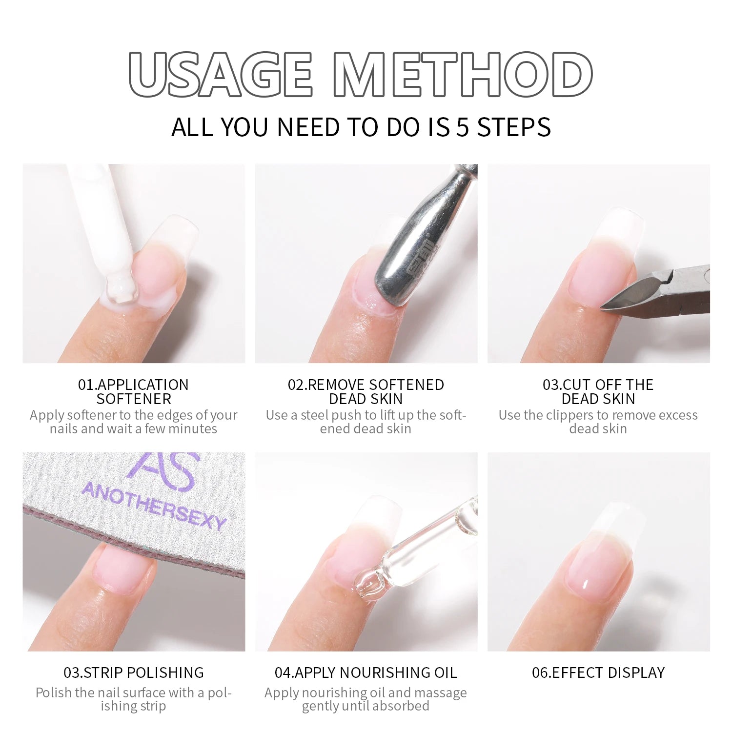 AS Cuticle Remover Liquid Cuticle Softener Professional Nail Care with Lanolin for Brittle Hang Nails Hydrating Moisturizing