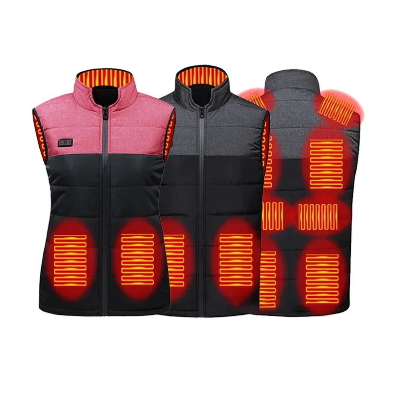 Women Coat Intelligent USB Electric Heating Thermal Warm Clothes Winter Heated Vest Plussize Men 21PCS Heated Jacket Fashion