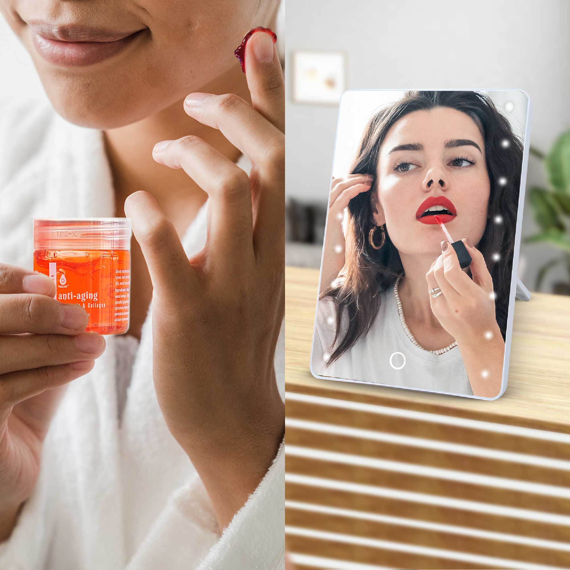 Pursonic Touchscreen LED Vanity Mirror and Luxurious Gel & Mud Face