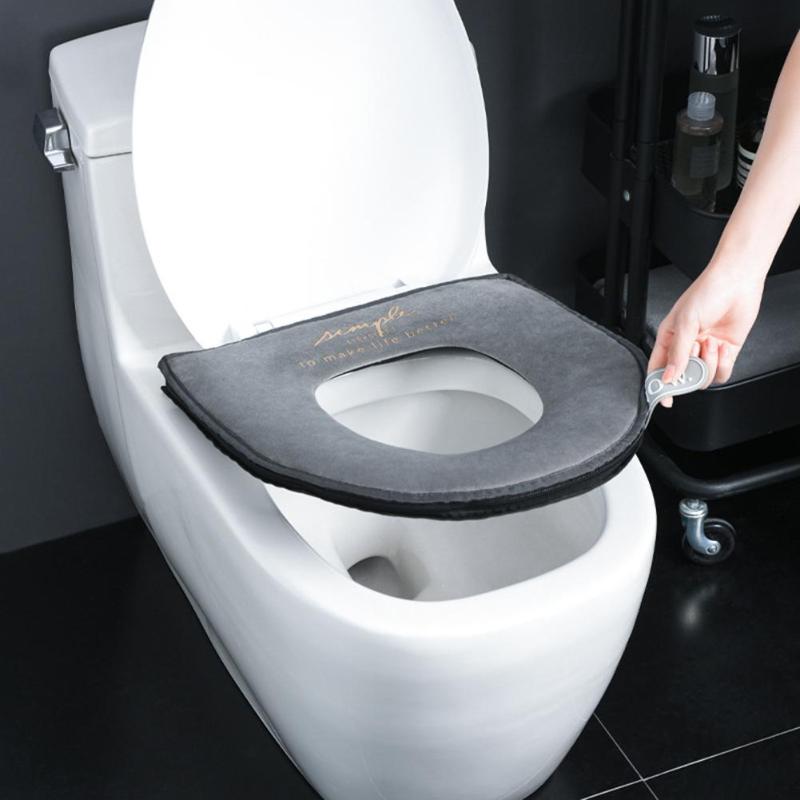 Thicken Washable Zipper Toilet Seats Cover Winter